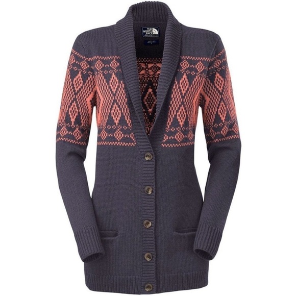 NORTH FACE Jacquardigan Sweater Knit Aztec Print Cardigan Size S - Picture 1 of 16